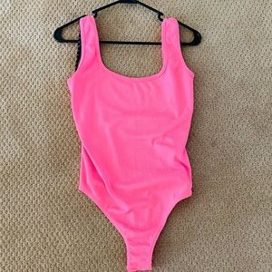 NWOT Neon Pink Ribbed Bodysuit